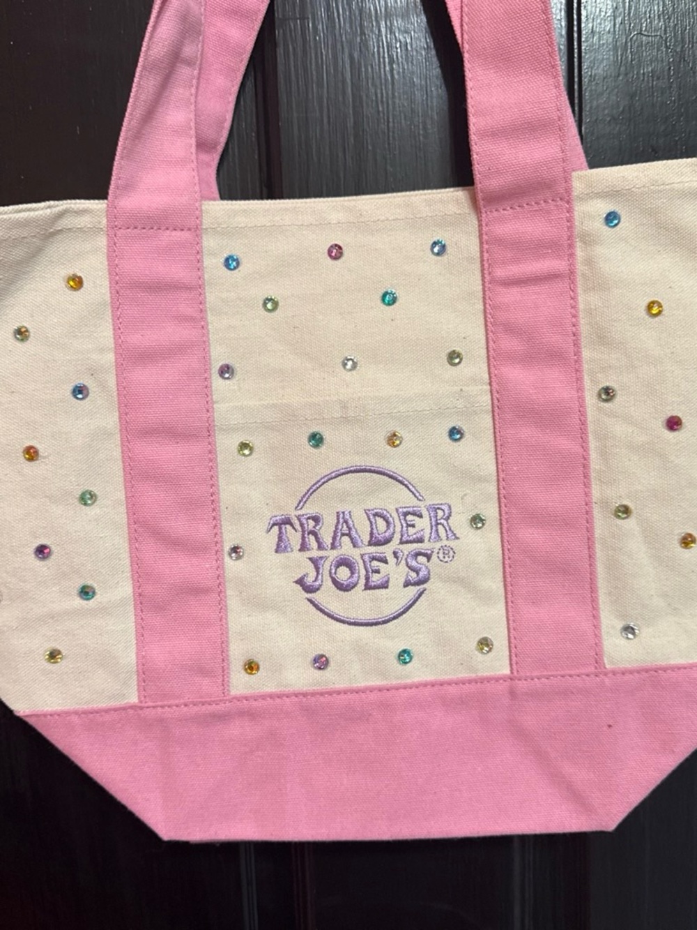 Pink Accent Canvas Tote Bag